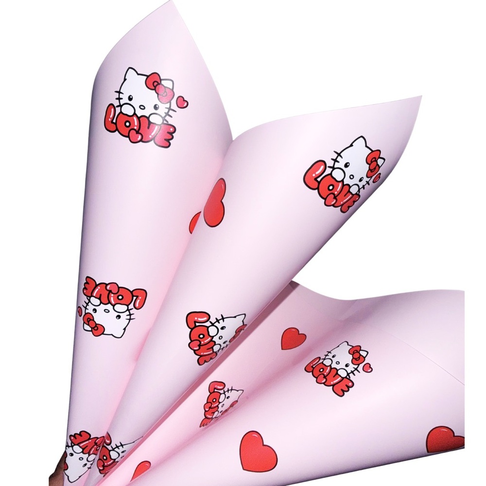 Hello Kitty Love Floral Wrapping Paper – 20 Sheets Bouquet Packaging – 22x22 in
